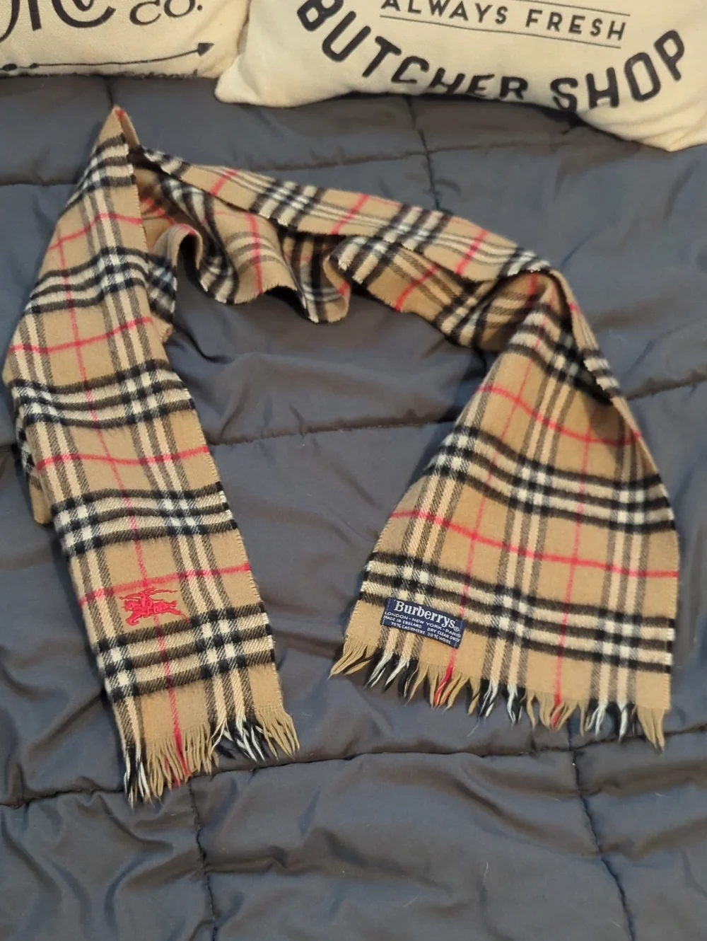 Authentic Burberry Red Knight Nova Check Plaid Fringe Scarf - Wow!